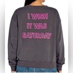 WILDFOX I Wish It Was Saturday Broken Heart Sweatshirt XS Extra Small Crewneck